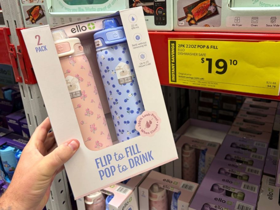 Ello Pop & Fill 22oz Stainless Steel Water Bottle 2-Pack in hand in store