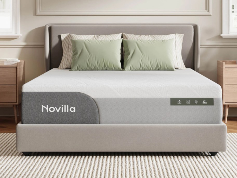 memory foam mattress on a bed frame