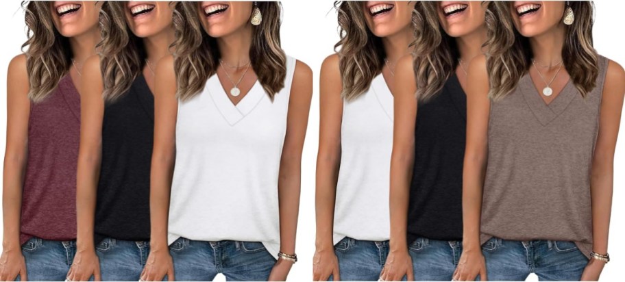 two 3 pack set of womens tanktops