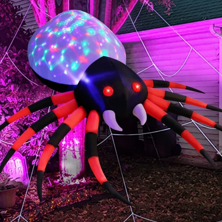 spider inflatable in a yard
