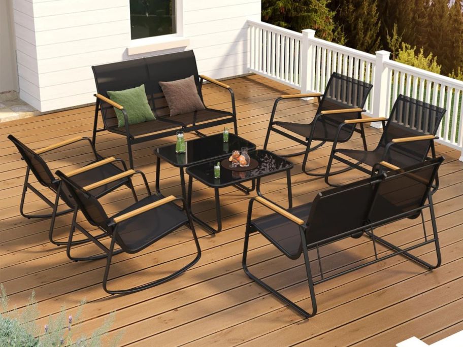 George Oliver 8-Person Outdoor Patio Seating w/ Loveseat on patio