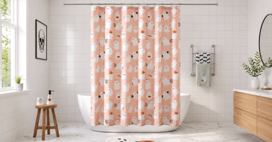 These $10 Walmart Halloween Shower Curtains Include 12 Hooks Too!