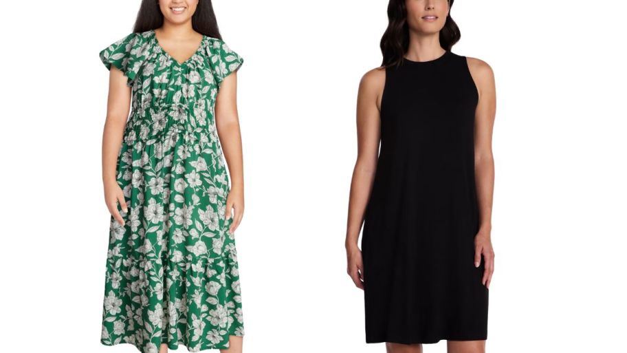Green floral and black clearance dresses from Walmart