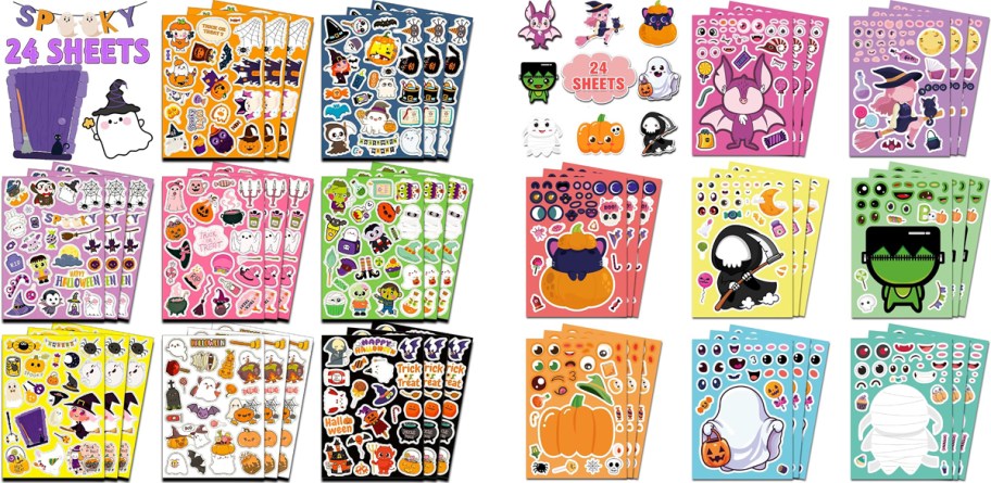 two packs of halloween sticker sheets
