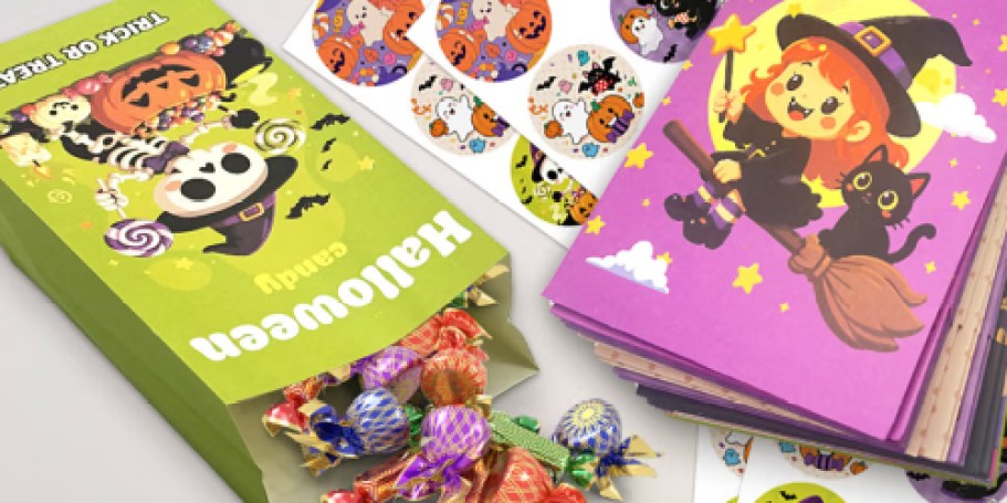 Halloween Treat Bags 24-Pack w/ Stickers Just $4 on Amazon