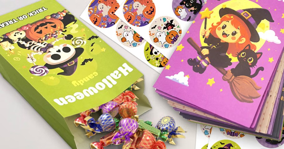 Halloween Treat Bags 24-Pack w/ Stickers Just $4 on Amazon