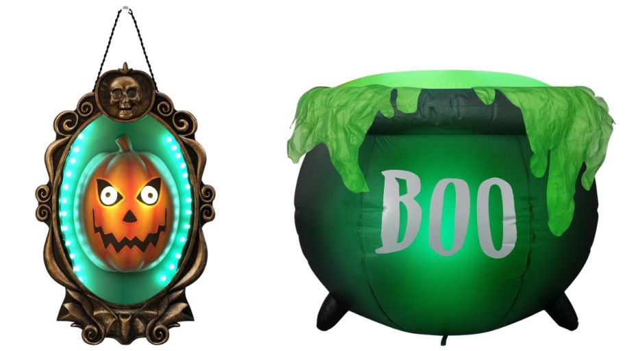 Halloween doorbell and inflatable cauldron
