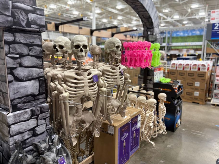 Posable lighted skeltons on display at Lowes.
