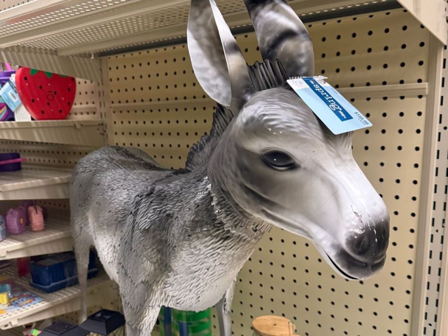 Gray Metal Donkey Statue at Hobby Lobby