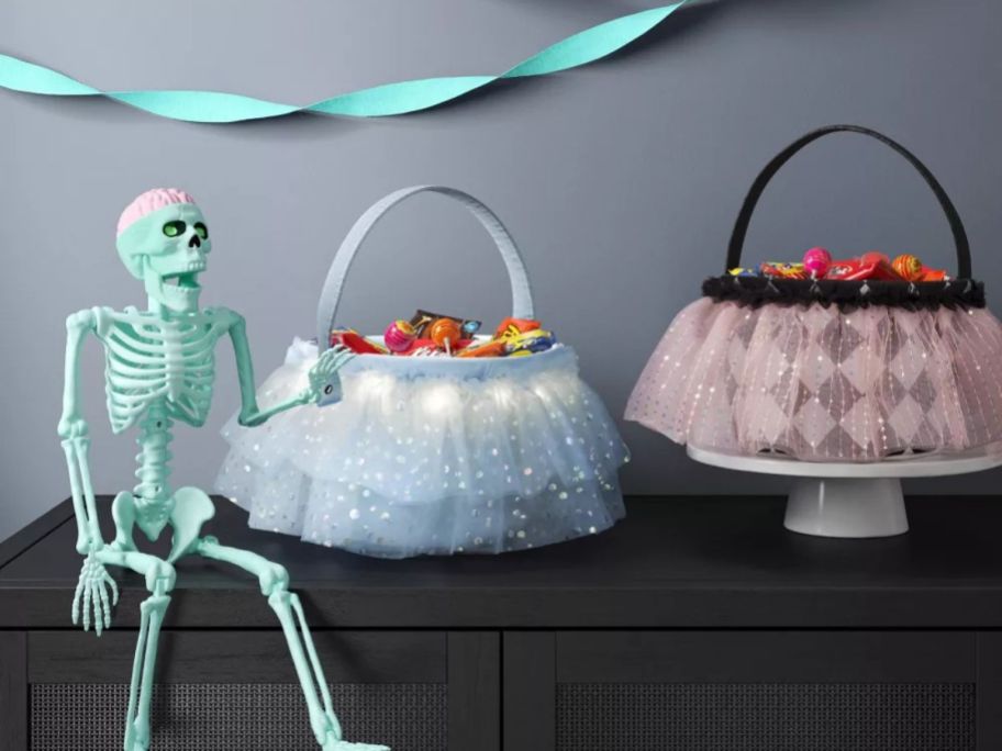 Hyde and EEK! Boutique Halloween princess and harlequin Trick or Treat Pails on display