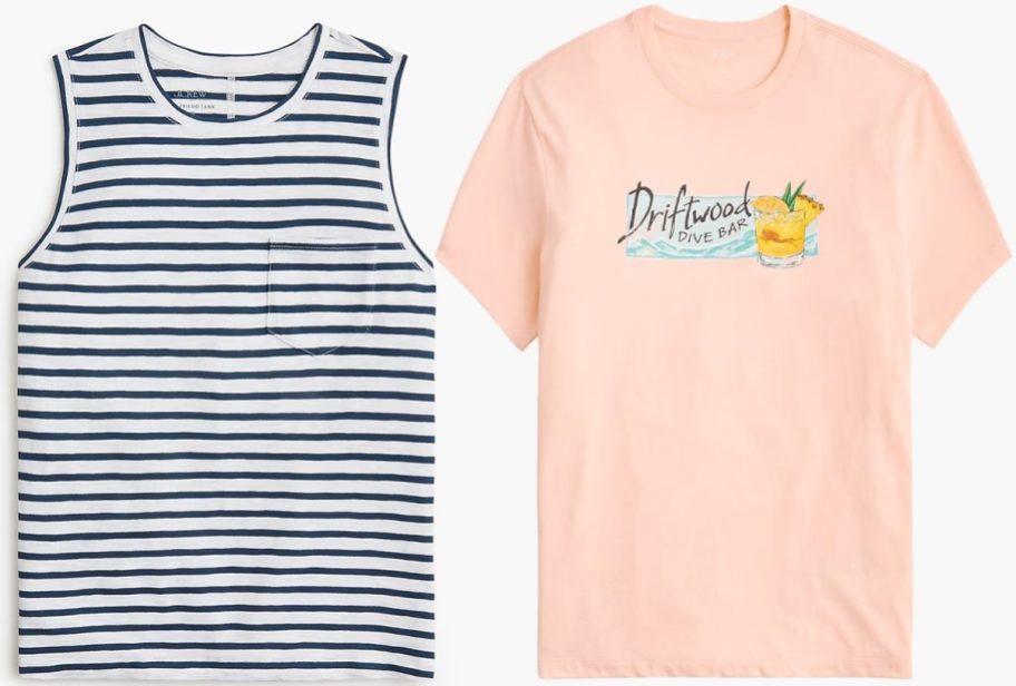 J Crew Women's Striped Tank and Men's T-Shirt
