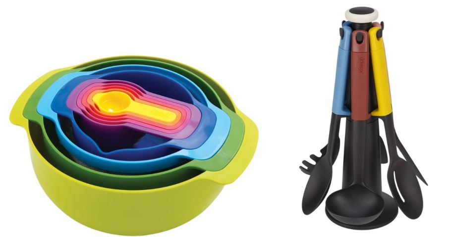 Joseph Joseph Nest Plus 9-Piece Set and Carousel 6-Piece Utensil Set w Rotating Stand