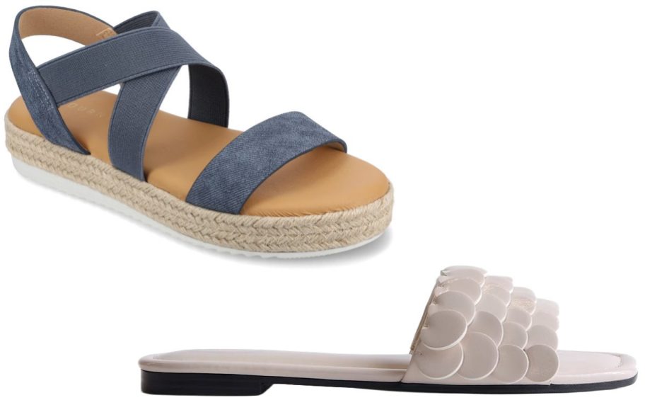 Journee Women's Caroline Strappy Espadrille Sandals and Scoop Slides