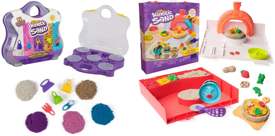 Kinetic Sand Variety Case and Kinetic Sand SquishPizza Playset