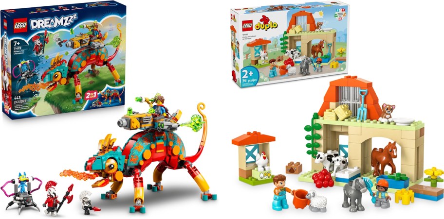 lego fire chameleon and farm playsets