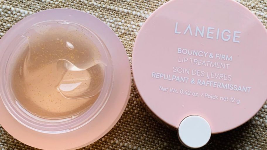 Laneige lip treatment opened up on top of the table