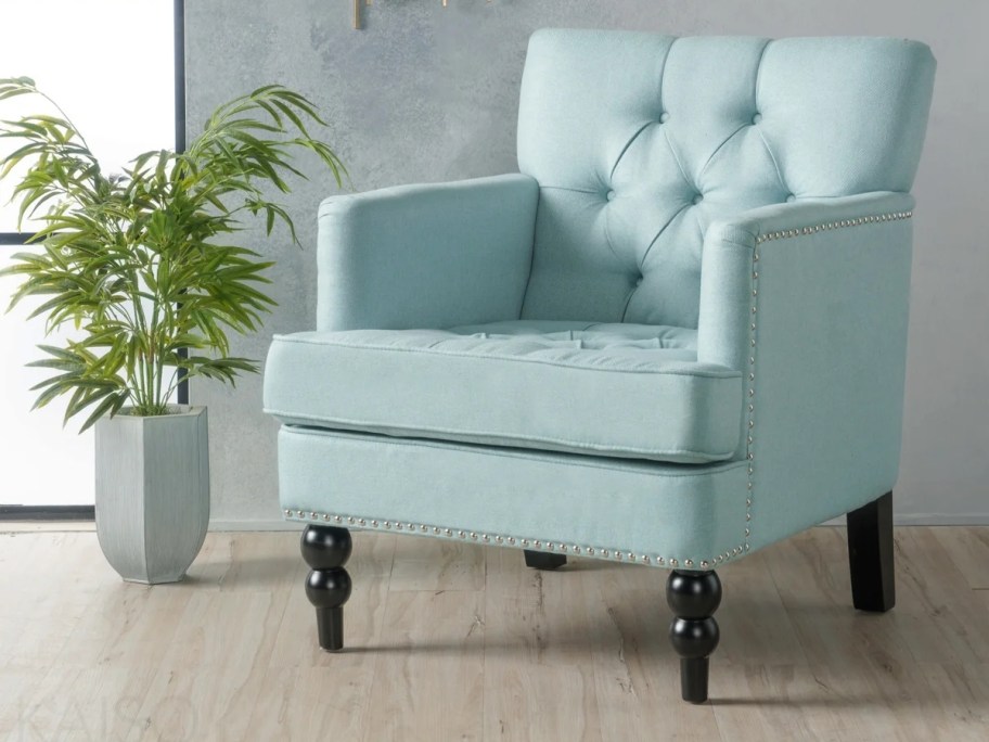 aqua tufted side chair