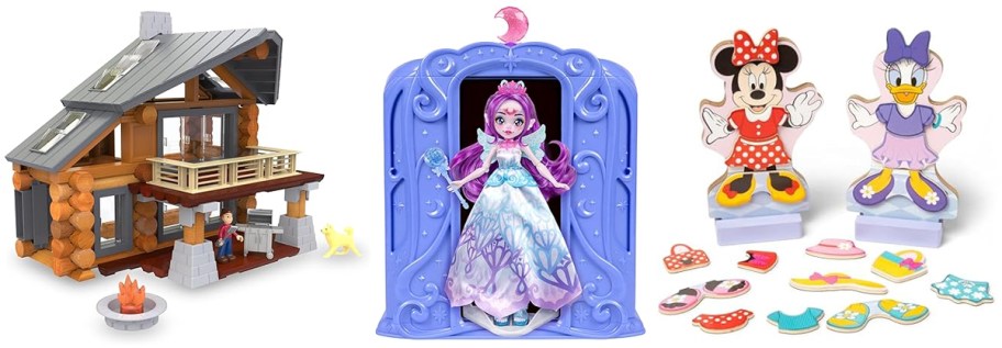 Lincoln Logs Beechwood Retreat, Magic Mixies Pixie Supremes Magic Mirror, Melissa & Doug Disney Minnie & Daisy Wooden Magnetic Dress-Up Set