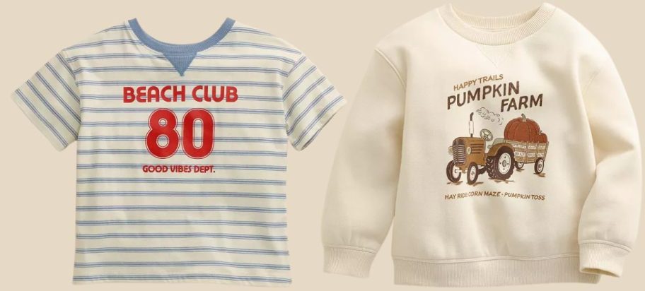 Little Co. Baby & Toddler VVarsity Oversized Tee and Halloween Crew Pullover