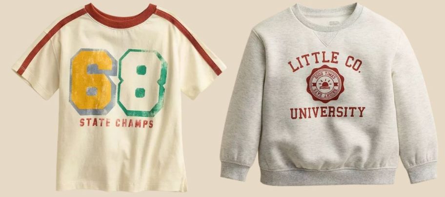 Little Co. Baby & Toddler Varsity Graphic Tee and Crew Pullover