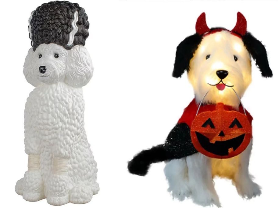 Stock images of Bride of Frankenstein Dog and Devil Dog Halloween Decorations