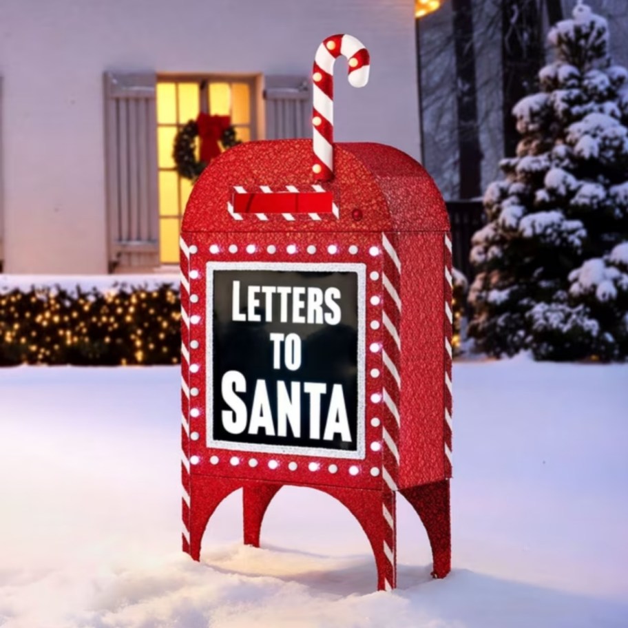 lighted letters to santa mailbox decor