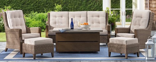 Member's Mark Park City Deep Seating Fire Set with Sunbrella Fabric 6-Piece