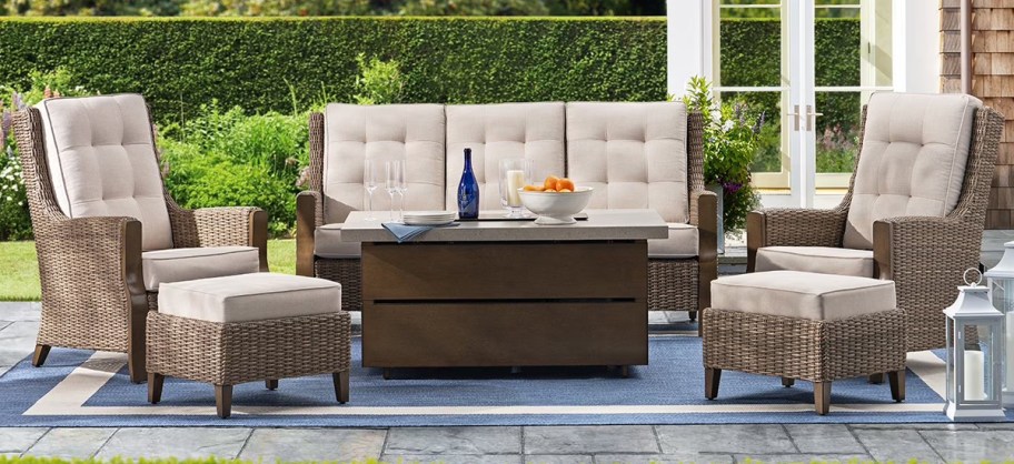 Member's Mark Park City Deep Seating Fire Set with Sunbrella Fabric 6-Piece