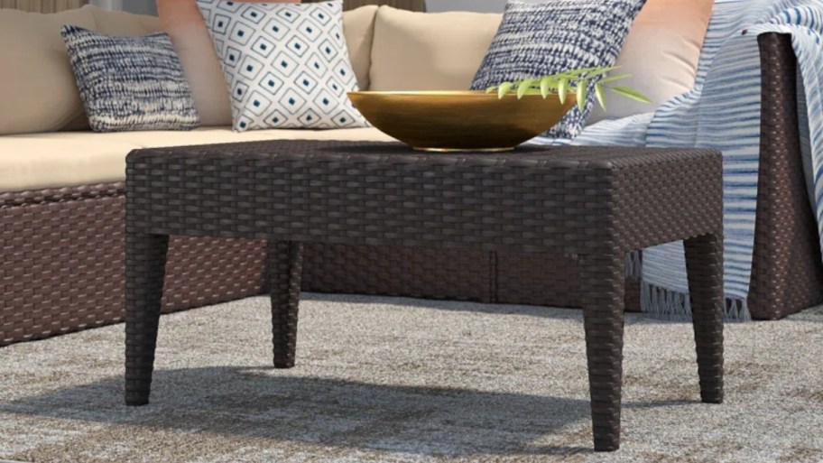 rattan look outdoor coffee table