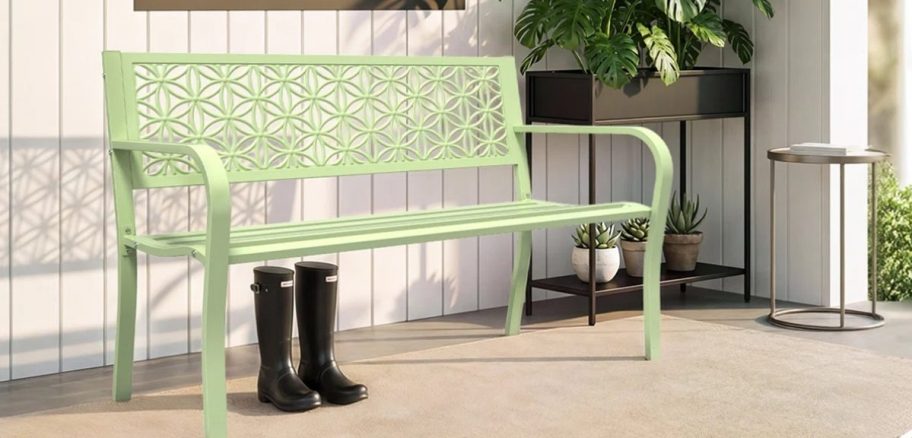 green outdoor bench