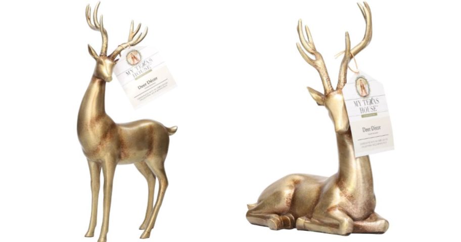 My Texas House Standing and sitting Deer Christmas Decoration