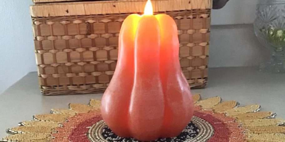 Flickering Pumpkin LED Candles from $15.99 on Amazon