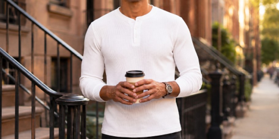 Men’s Waffle Henley Shirt Just $9.49 on Amazon (Reg. $19)