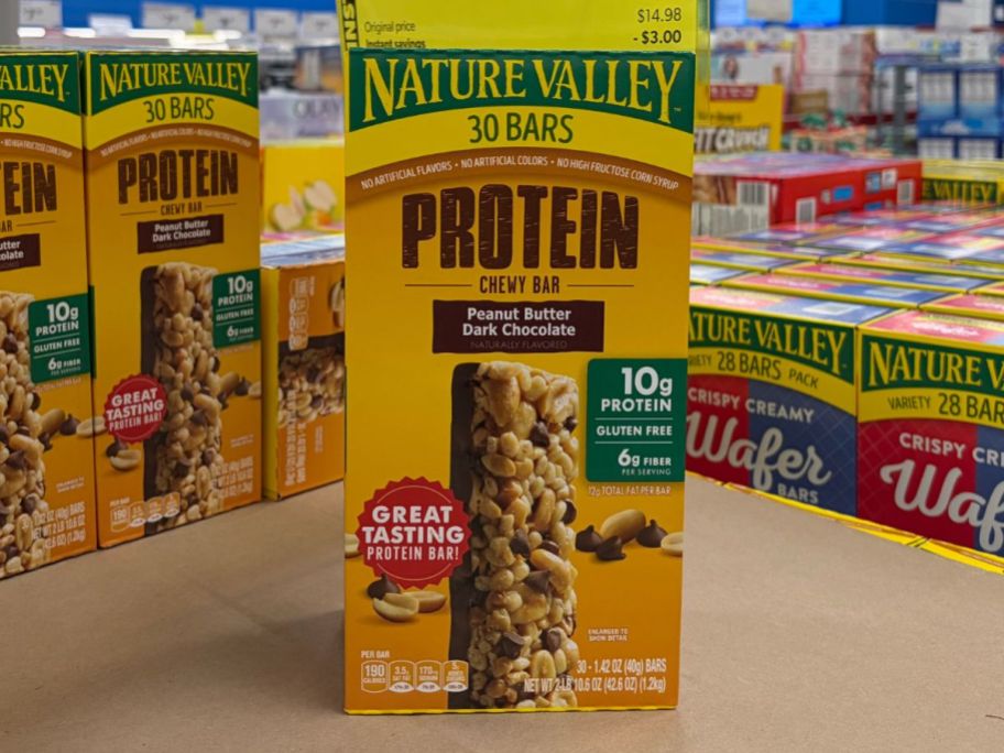 Nature Valley Peanut Butter Dark Chocolate Protein Chewy Bars 30-Count box in store