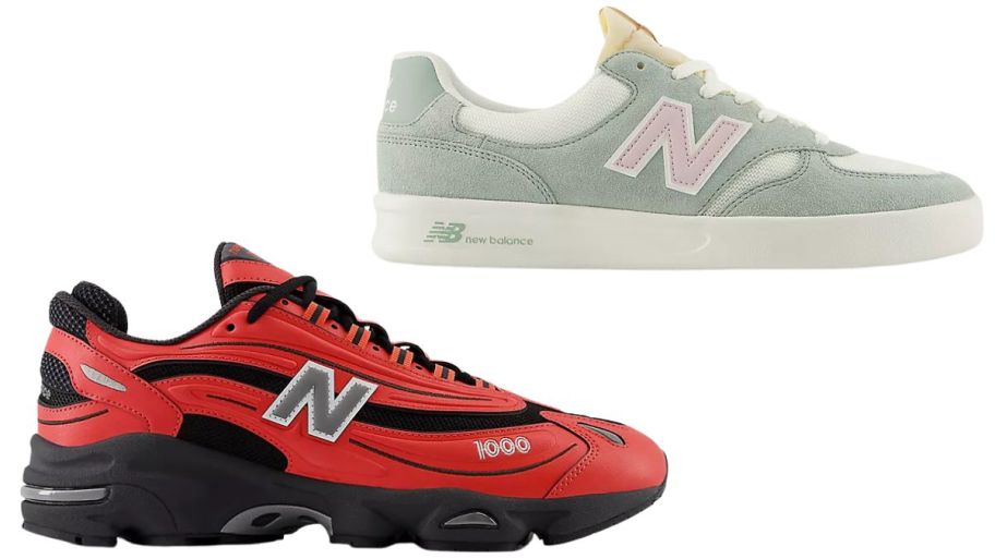 New balance unisex shoes in red and black and green and pink