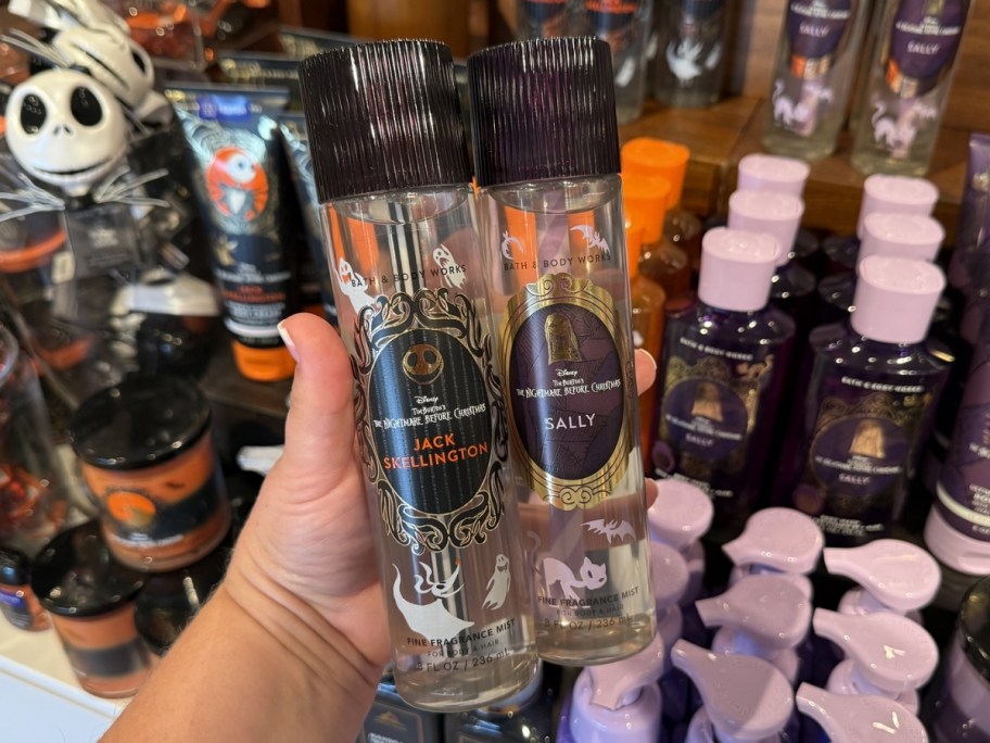 person holding nightmare before christmas Bath & Body Works Sally & Jack Body Mists