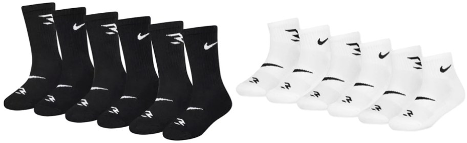black and white nike socks 6-packs