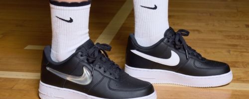 Black and White Nike Air Force 1 Shoes