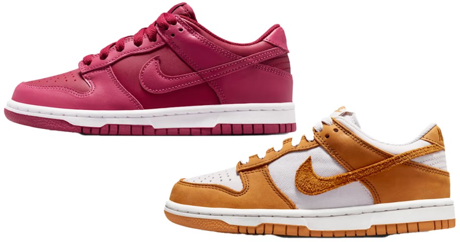 magenta and tan nike sneakers