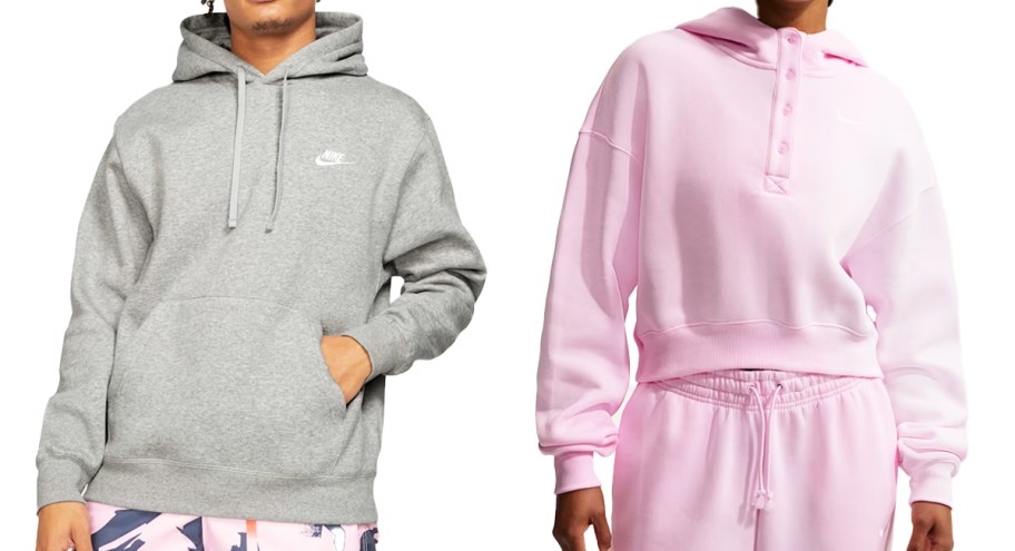 two women in grey and pink nike hoodies
