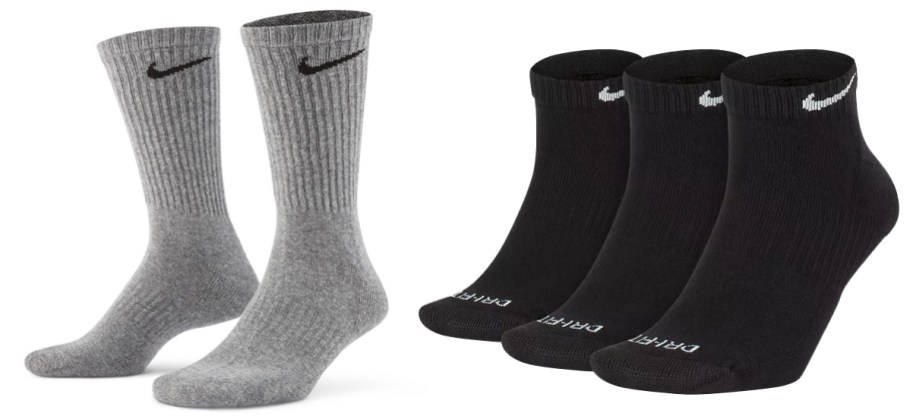 packs of grey and black nike socks