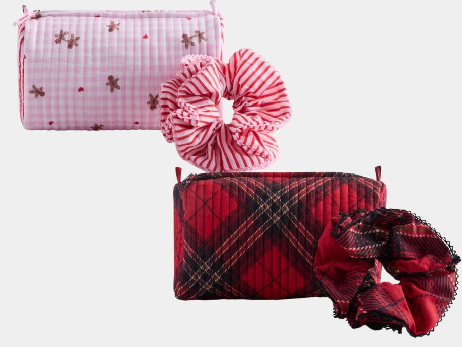 stock images of no boundaries quilted cosmetics pouch and scrunchie sets