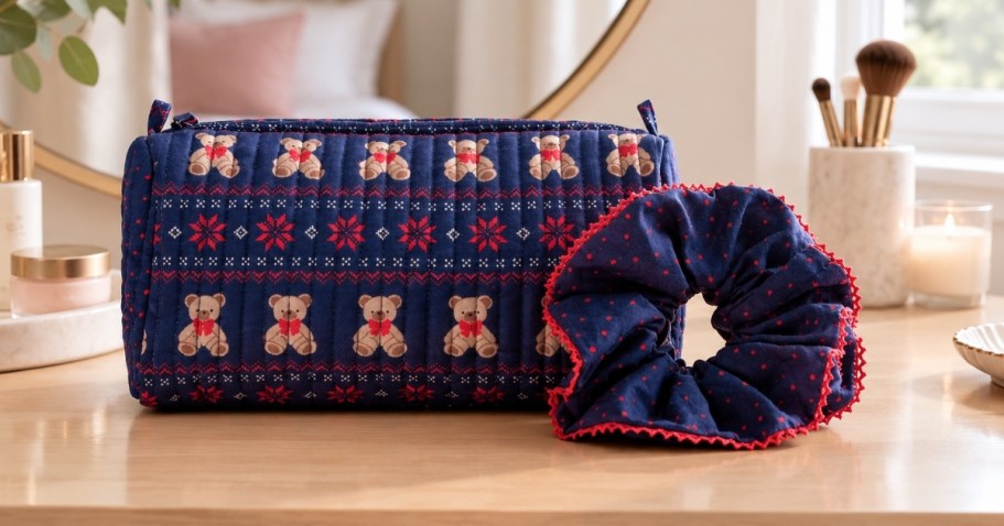 The Popular Walmart Quilted Pouch & Scrunchies Now Have Holiday Prints!