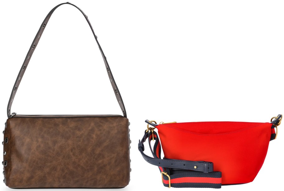 No Boundaries Women's Faux Leather Studded Moto Shoulder Bag and Free Assembly Women's Crossbody Handbag
