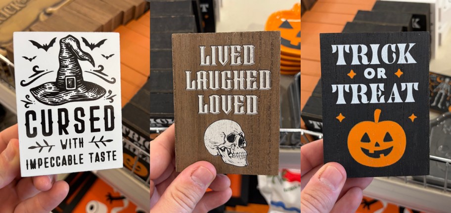 Novelty Decor Signs Cursed, Novelty Decor Signs Lived Laughed Loved, Novelty Decor Signs Trick or Treat