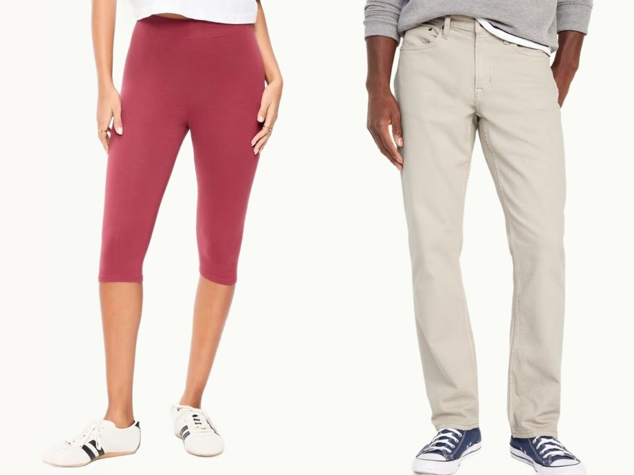 Stock image of a woman and a man wearing Old Navy Pants