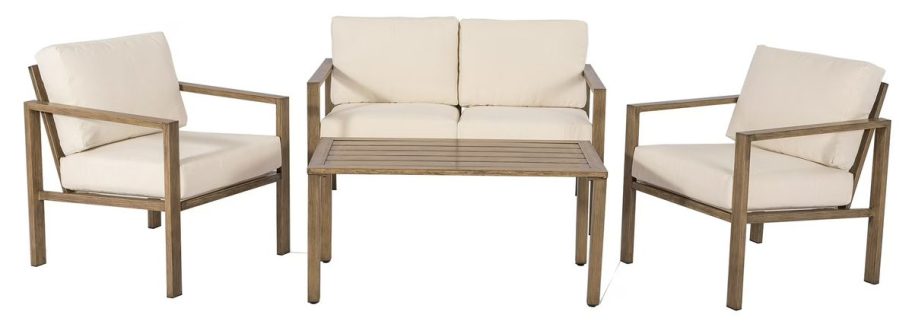Outdoor Cushioned Loveseat and Chairs