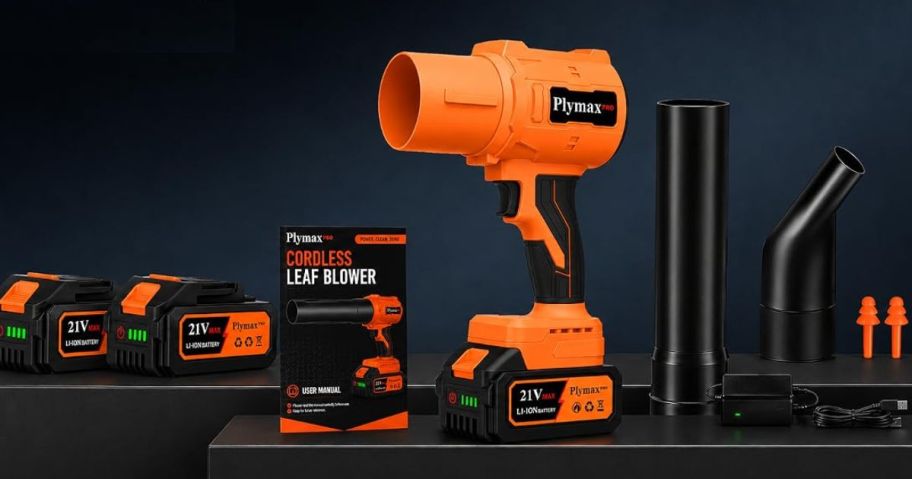 An orange Plymax Leaf Blower Set