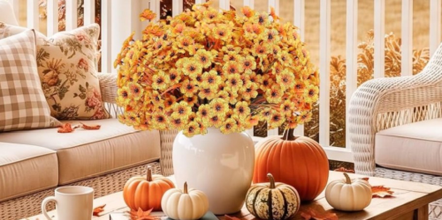 50% Off Artificial Flowers on Amazon (Easy Fall Porch Refresh!)