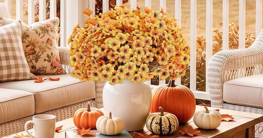 50% Off Artificial Flowers on Amazon (Easy Fall Porch Refresh!)